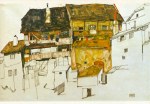 Schiele Egon; Alte Häuser in Krumau , 1914